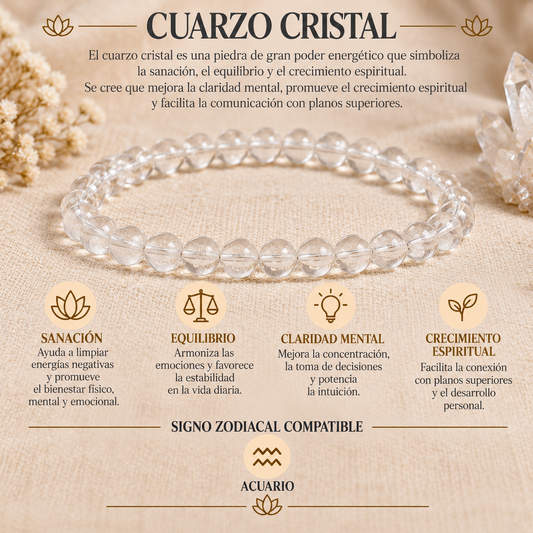 Pulsera Cuarzo Cristal 4mm Elasticada