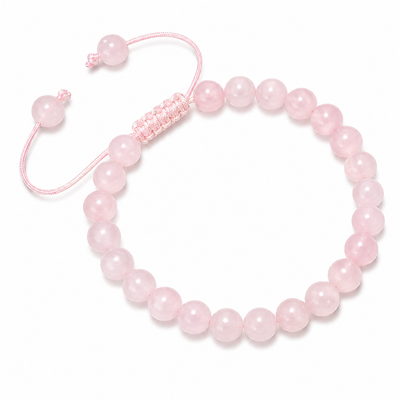 Pulsera Tejida Cuarzo Rosado 6mm