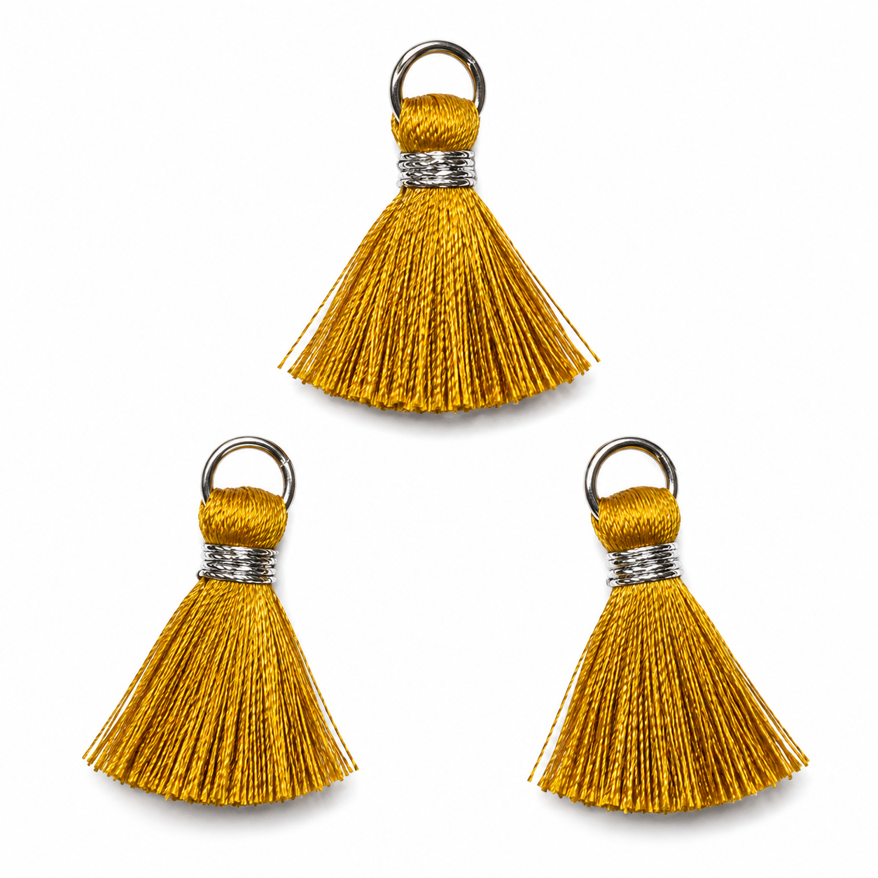 Borlas Hilo Dorado Con Argolla Plateada 2.5cm - 10pcs