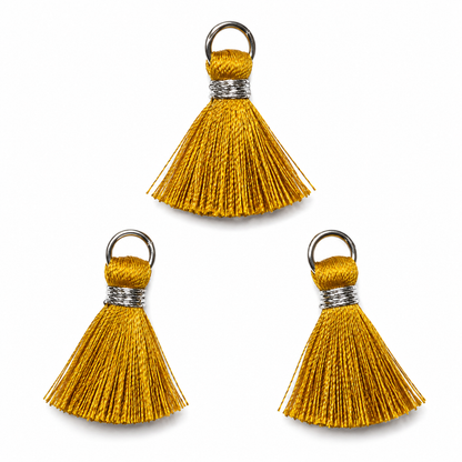 Borlas Hilo Dorado Con Argolla Plateada 2.5cm - 10pcs