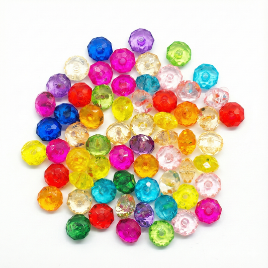 Cuentas Facetadas Ovaladas Traslucidas Multicolor 8mm - 40gr