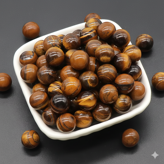 Cuentas Ojo de Tigre Sin Perforacion