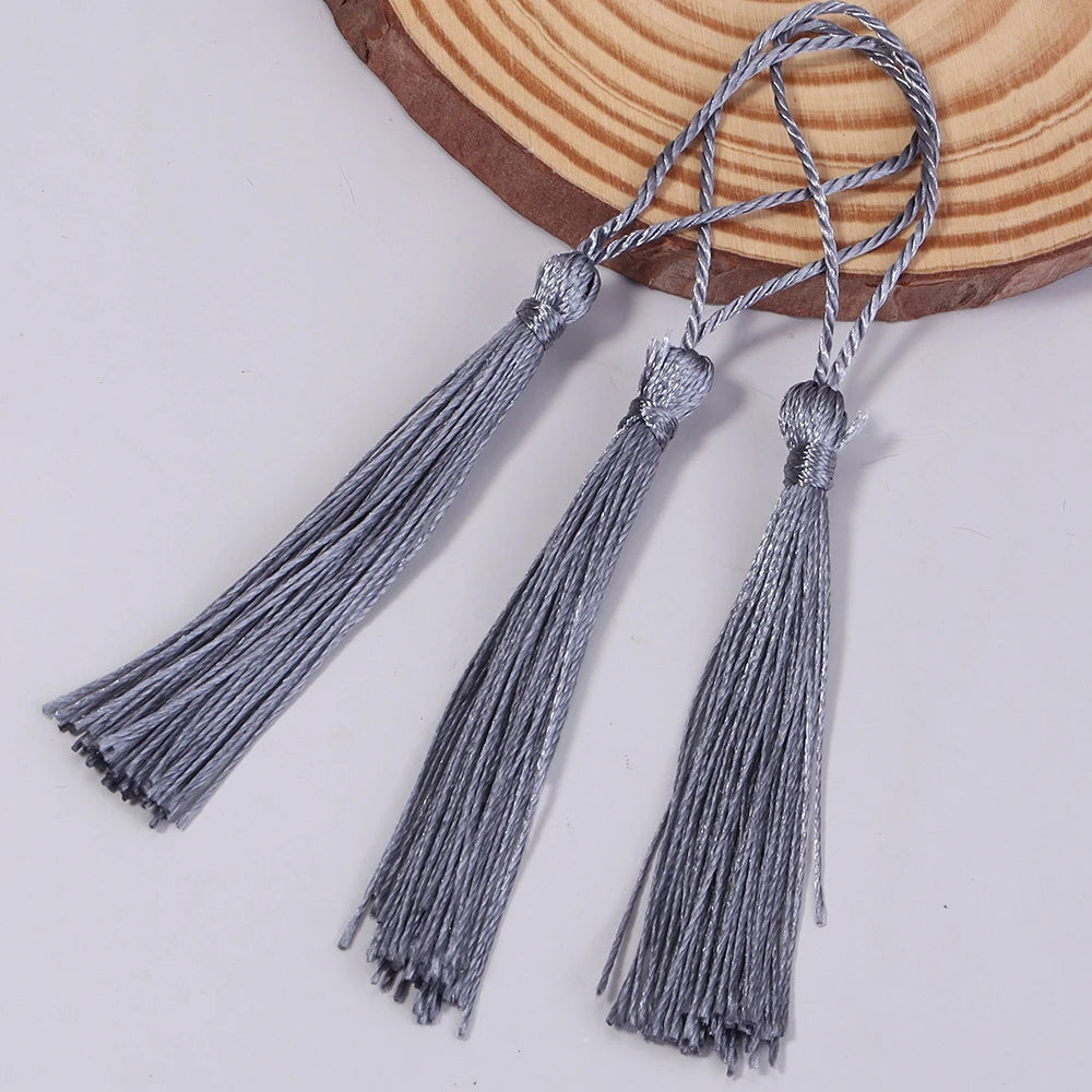 Borla Hilo Seda Gris 8cm - 10pcs