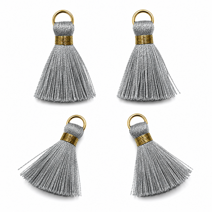 Borlas Hilo Gris Con Argolla Dorada 2.5cm - 10pcs