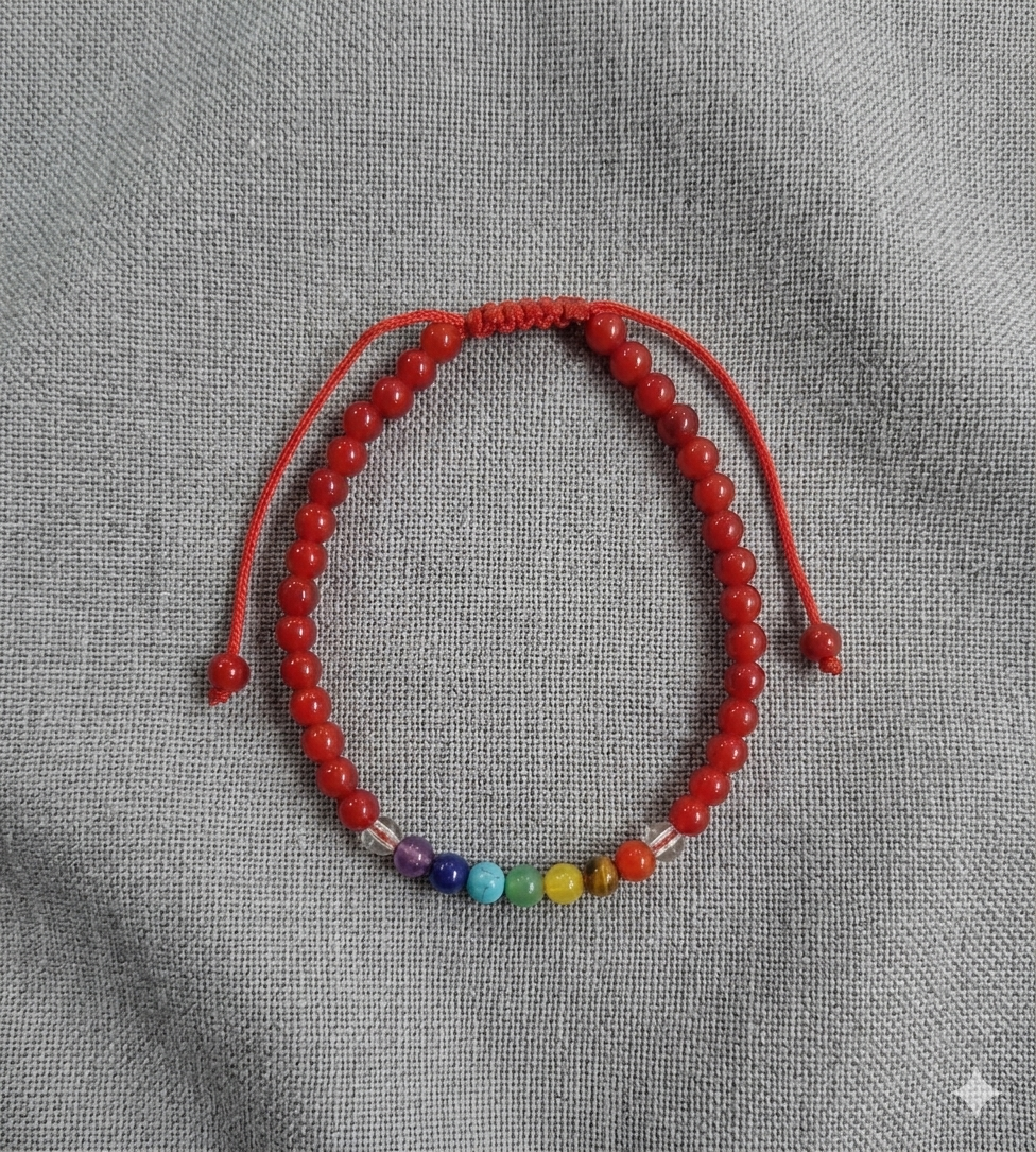 Pulsera 7 chakras Con Jade Rojo 4mm