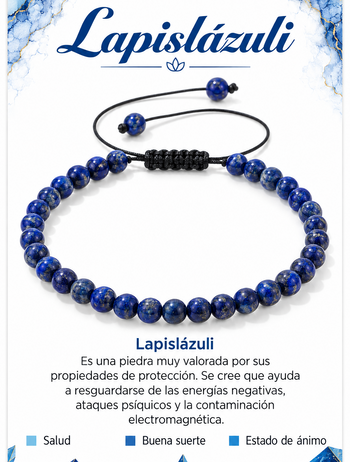 Pulsera Lapislazuli 4mm Nudo Corredizo