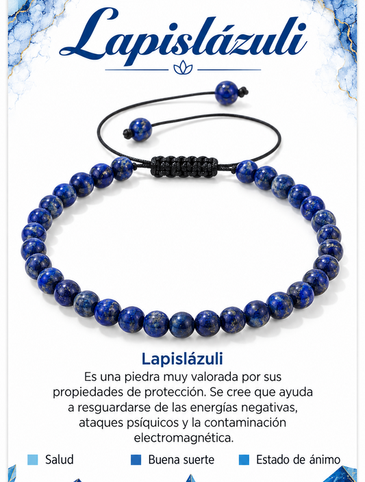 Pulsera Lapislazuli 4mm Nudo Corredizo