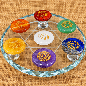 Set 7 Chakras Grabado Con Base Cristal