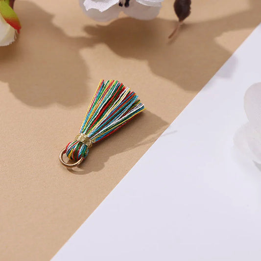 Borlas Hilo Multicolor Con Argolla Dorada 2.5cm - 10pcs
