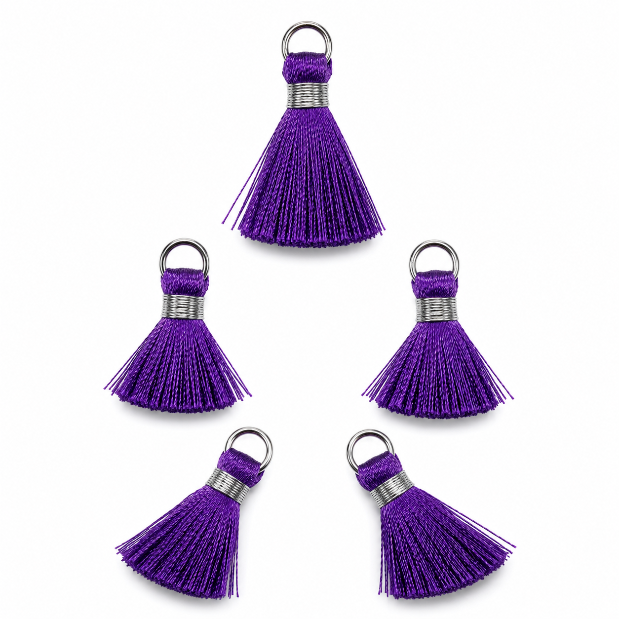 Borlas Hilo Morado Con Argolla Plateada 2.5cm - 10pcs