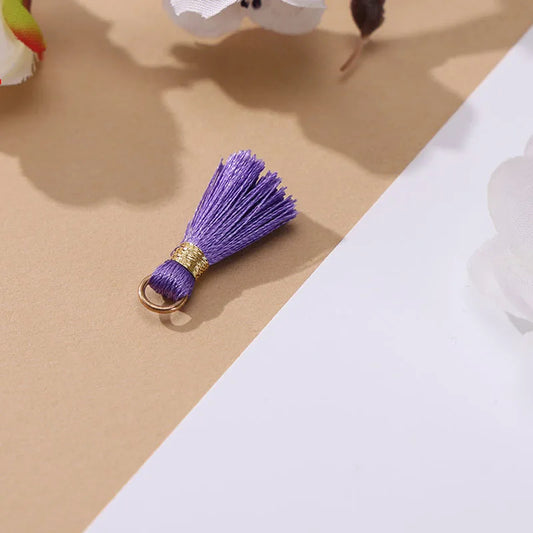 Borlas Hilo Morado Con Argolla Dorada 2.5cm - 10pcs