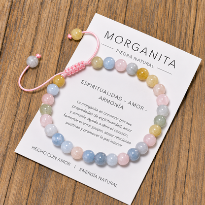 Pulsera Tejida Morganita 6mm