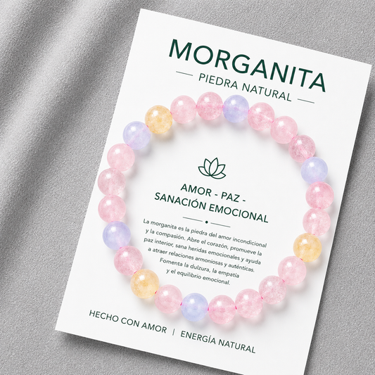 Pulsera Elasticada Morganita 8mm