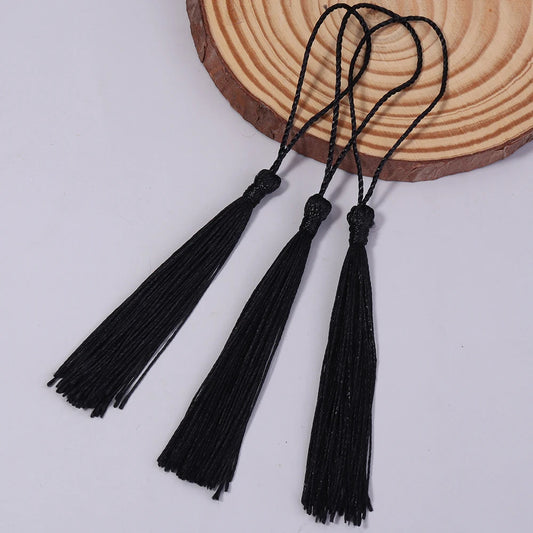 Borla Hilo Seda Negro 8cm - 10pcs