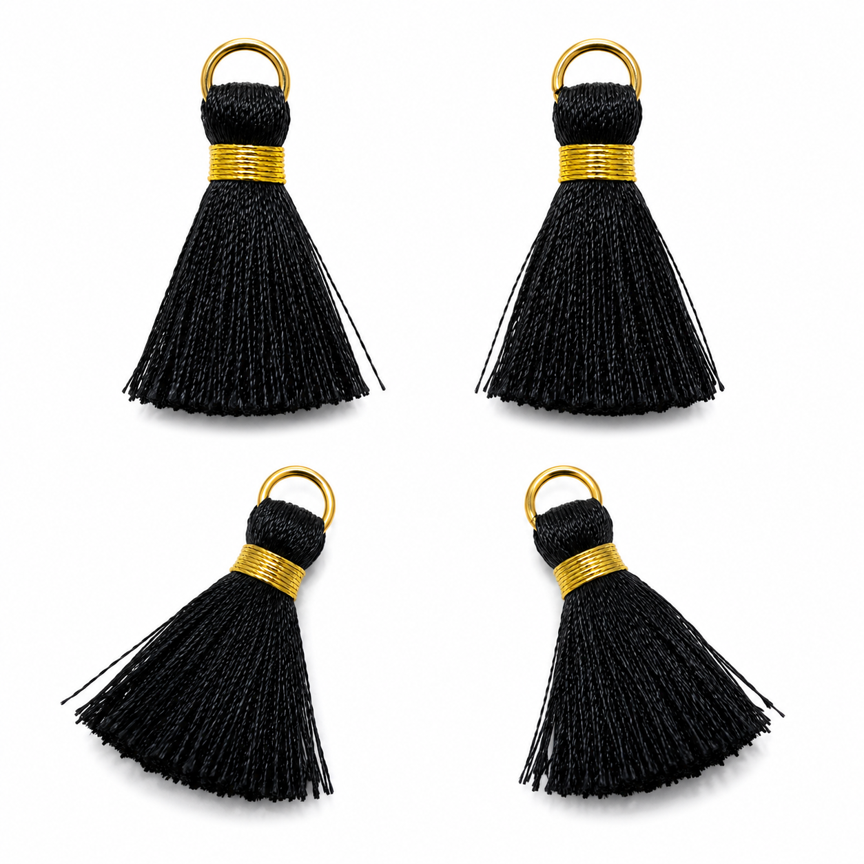 Borlas Hilo Negro Con Argolla Dorada 2.5cm - 10pcs