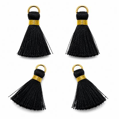 Borlas Hilo Negro Con Argolla Dorada 2.5cm - 10pcs