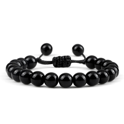 Pulsera Onix Brillante Natural Tejida 8mm