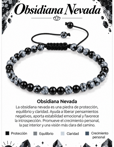 Pulsera Obsidiana Nevada 4mm Nudo Corredizo