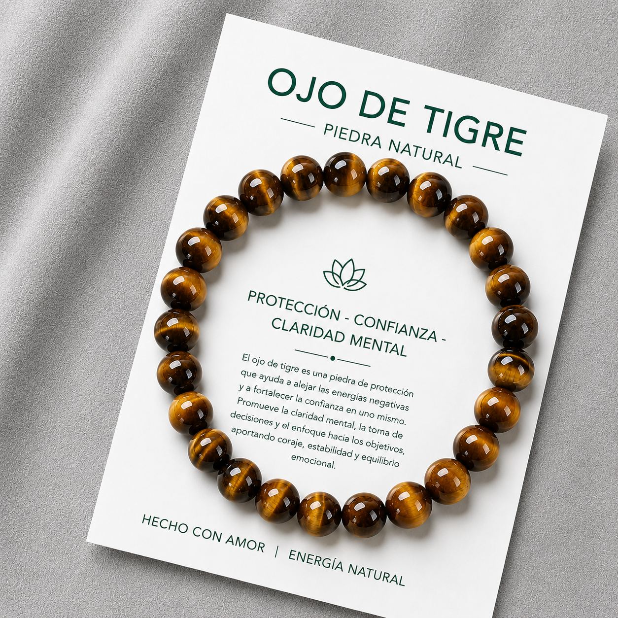 Pulsera Elasticada Ojo de Tigre 8mm