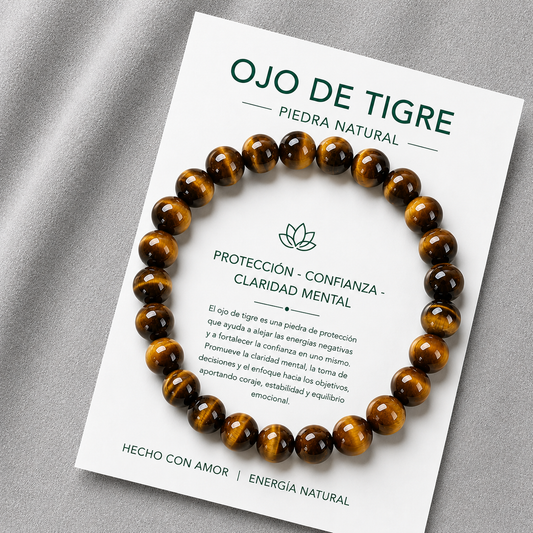 Pulsera Elasticada Ojo de Tigre 8mm
