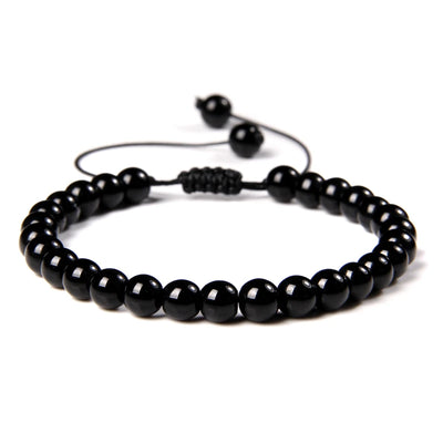 Pulsera Tejida Onix Brillante 6mm