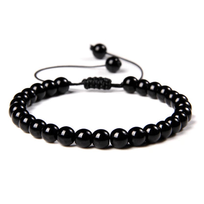 Pulsera Tejida Onix Brillante 6mm