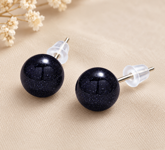 Aros Bolita Piedra Estrella 10mm Acero
