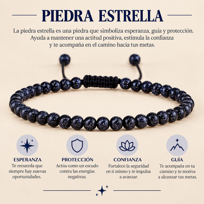 Pulsera Piedra Estrella 4mm Nudo Corredizo