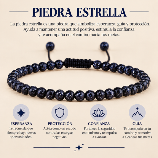 Pulsera Piedra Estrella 4mm Nudo Corredizo