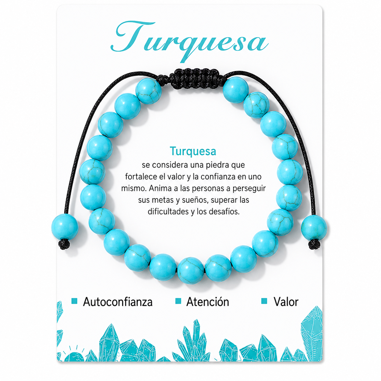 Pulsera Piedra Turquesa Tejida 8mm