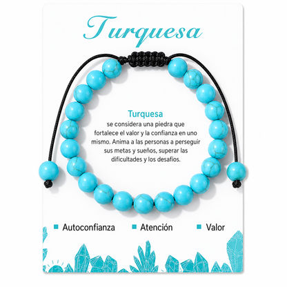 Pulsera Piedra Turquesa Tejida 8mm