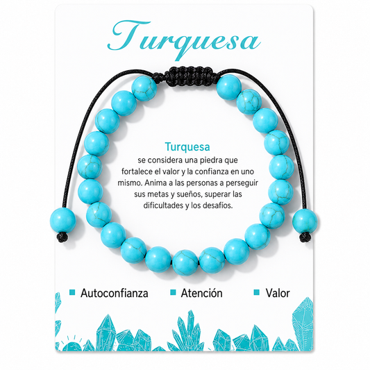 Pulsera Piedra Turquesa Tejida 8mm