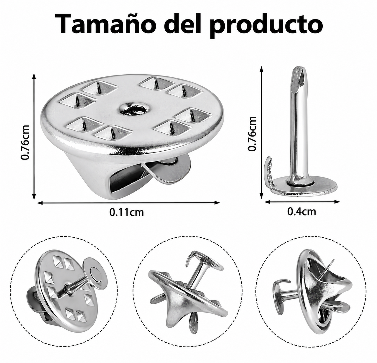 Pin en Acero Natural 11mm - 10 PCS