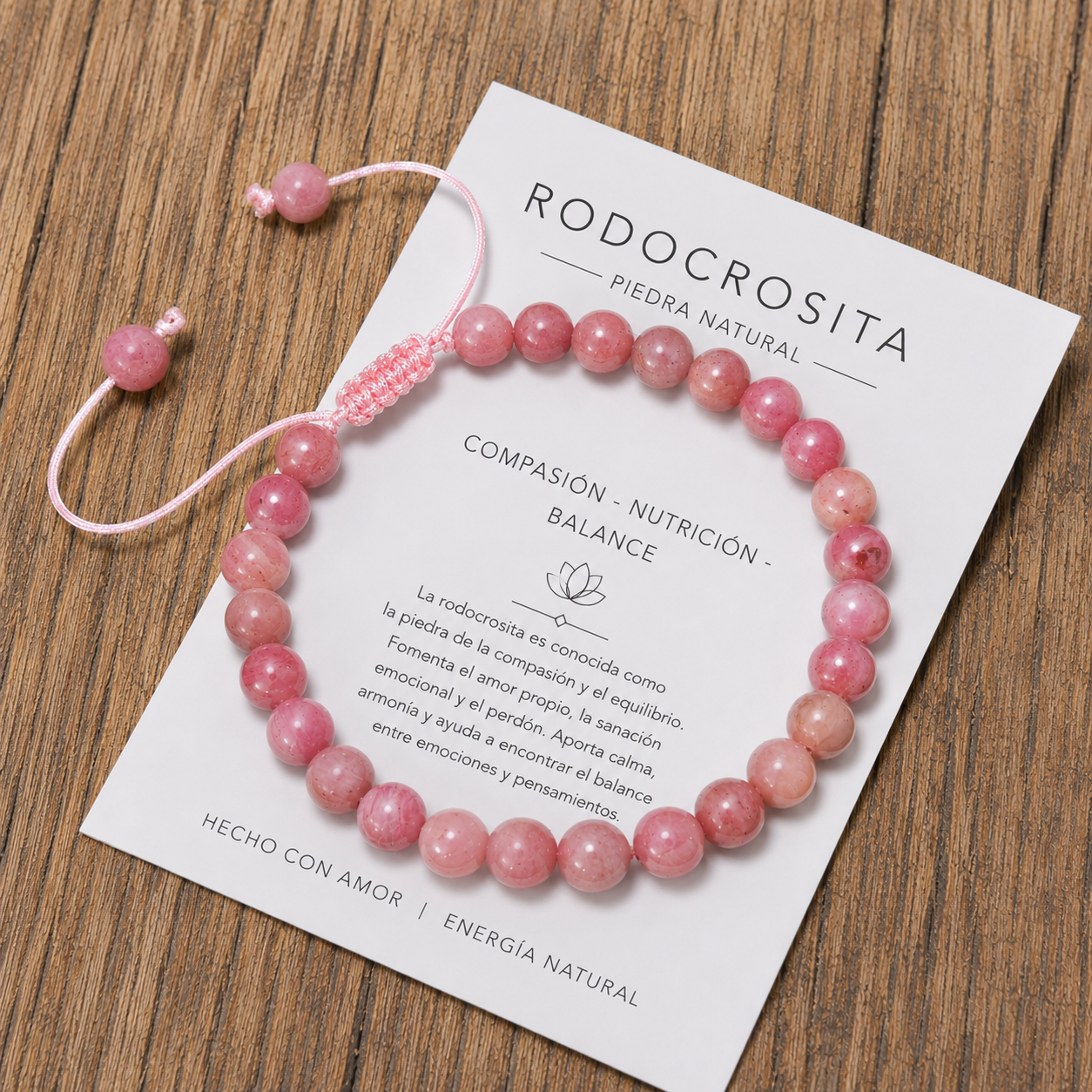 Pulsera Tejida Rodocrosita 6mm