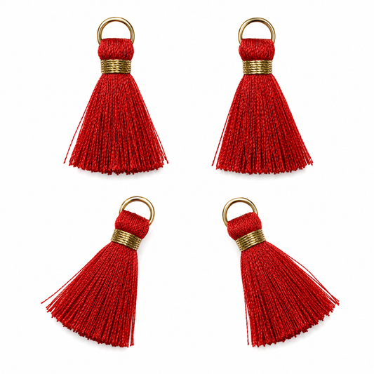 Borlas Hilo Rojo Con Argolla Dorada 2.5cm - 10pcs