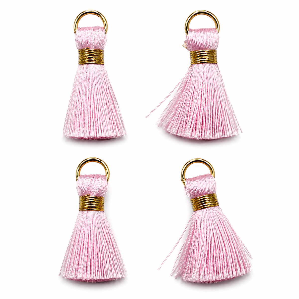Borlas Hilo Rosado Con Argolla Dorada 2.5cm - 10pcs