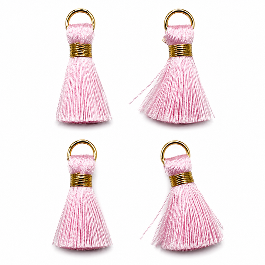 Borlas Hilo Rosado Con Argolla Dorada 2.5cm - 10pcs