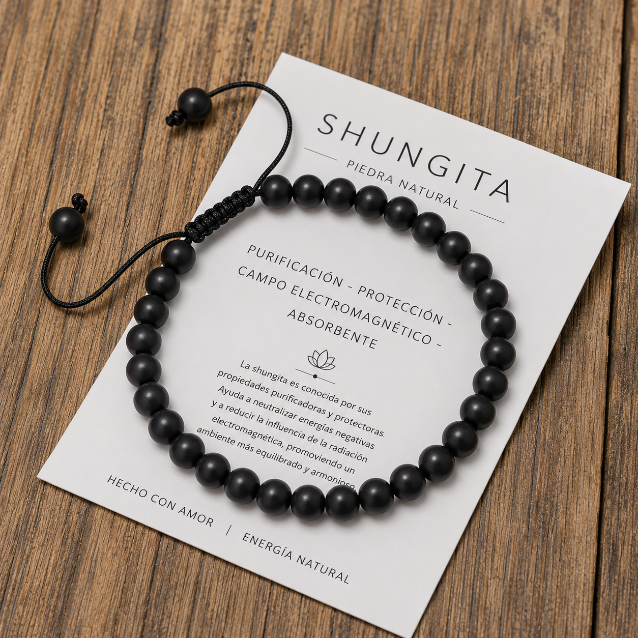 Pulsera Tejida Shungita 6mm