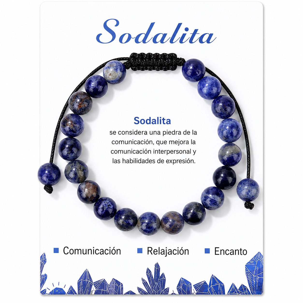 Pulsera Sodalita Natural Tejida 8mm