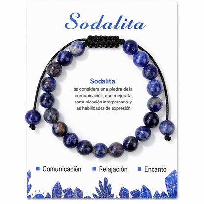 Pulsera Sodalita Natural Tejida 8mm