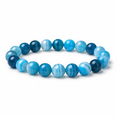 Pulsera Elasticada Ágata Azul 8mm