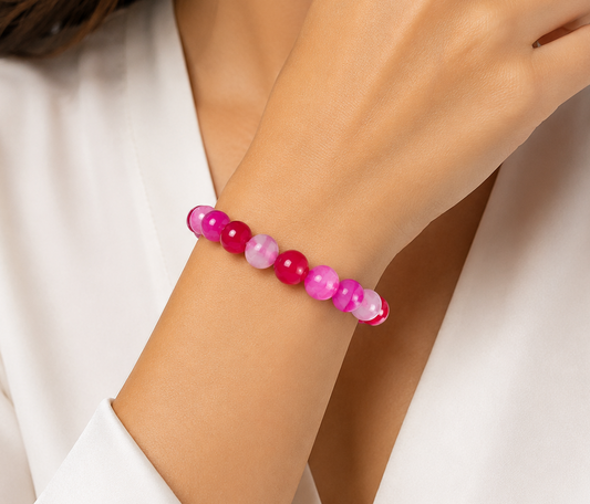 Pulsera Ágata Fucsia 8mm