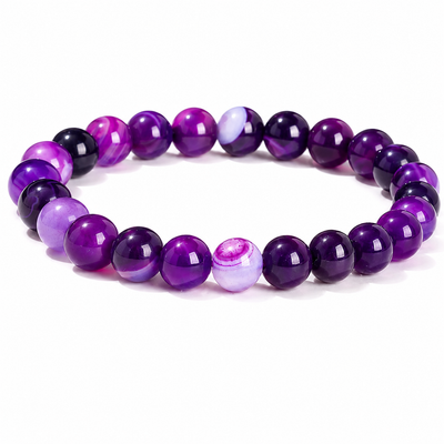 Pulsera Elasticada Ágata Morada 8mm