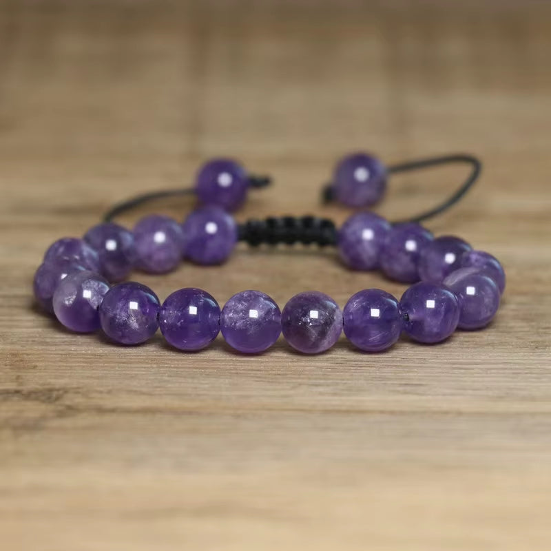 Pulsera Amatista Natural Tejida 8mm