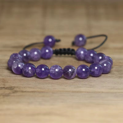Pulsera Amatista Natural Tejida 8mm