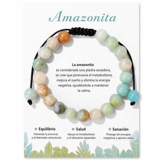 Pulsera Amazonita Natural Tejida 8mm