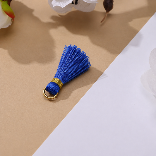 Borlas Hilo Azul Con Argolla Dorada 2.5cm - 10pcs