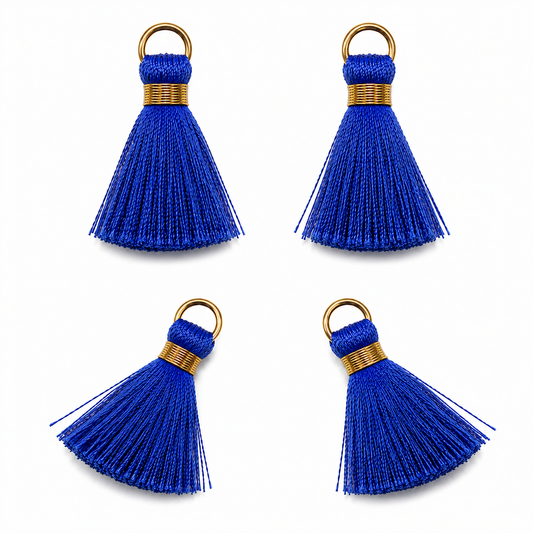 Borlas Hilo Azul Con Argolla Dorada 2.5cm - 10pcs