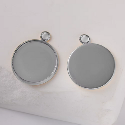 Base Redondo Camafeo Cabujón De Acero 20mm
