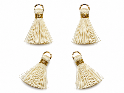 Borlas Hilo Beige Con Argolla Dorada 2.5cm - 10pcs